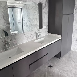 Customized bathroom millwork and stone counter