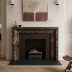 Emperador Dark marble fireplace mantel and surround