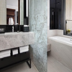 Engraved Textured Glass Bathroom Divider