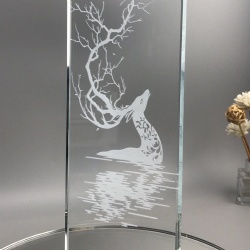 Etched carving glass with bespoke graphic design
