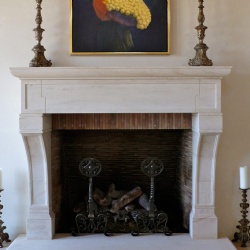 FRENCH COUNTRY STYLE LIMESTONE FIREPLACE MANTEL