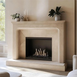 Filled Honed Travertine Fireplace