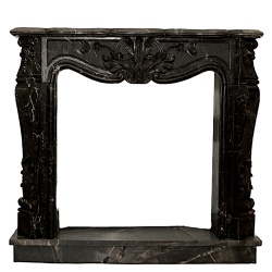 Fireplace Decorated in Black Marble Marquinia