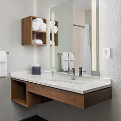 Floating Bath Vanities and Wall Mounted Towel Shelf