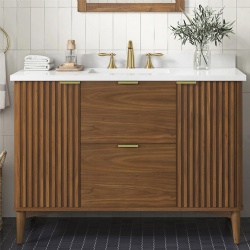 Floor mounted bath vanity set with cabinet and cultured marble top