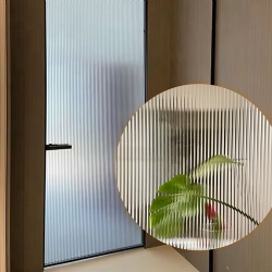 Fluted glass casement door slim aluminum profile and lock handle