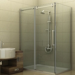 Frameless Barn Door Style Glass Shower Enclosure