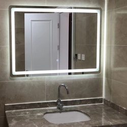 Frameless bathroom LED illuminated mirror with light