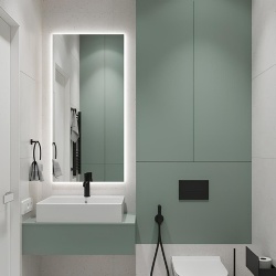 Frameless vanity mirror with LED backlit lighting