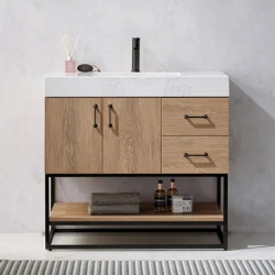 Free standing single basin vanity set