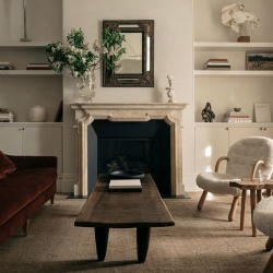 French provincial fireplace surround in travertine