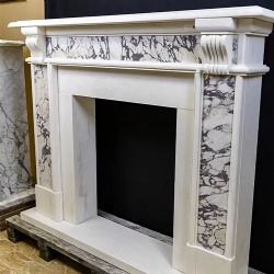 Georgian Style Fireplace Mantel in Italian Breccia Viola Marble