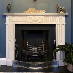 Georgian original marble fireplace in white statuary marble