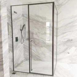 Glass Shower Enclosure and Marble Tiles