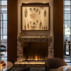Grey Marble Fireplace Mantel Custom Fabrication