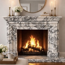 Hand carved fireplace mantel from premium italian marble