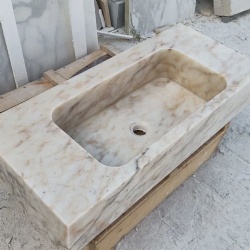 Handmade Calacatta Viola marble sink wall mounted bathroom basin