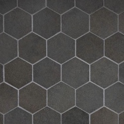 Hexagon Honey  Deep Basalt Ultra Honed Basalt Mosaic Tile