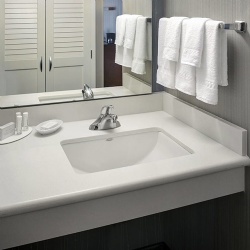 Hotel Bathroom White Engineered Stone Vanities