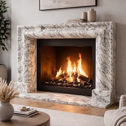 Italian Arabascata Marble Fireplace Mantel