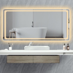 LED Backlit Mirror with Difused Warm Lighting