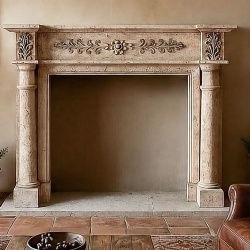 Limestone Fireplace Surround Classical Light Brown