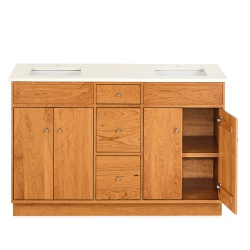 Linear Wood Base Bathroom Vanities with Marble top