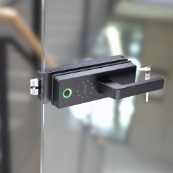 Lockable glass door with electric lock device