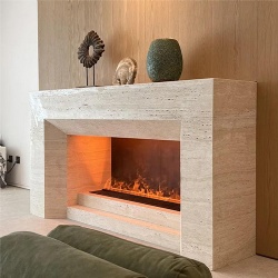 Luxury Travertine Fireplace for Hotel Lobby Project