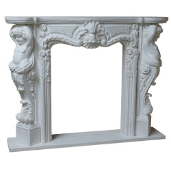 MARBLE FIREPLACE WHITE WITH STATUE JAMB