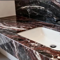 Marble Rosso Lepanto bathroom vanity top for resort and casino