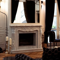 Marble fireplace for boutique hotel