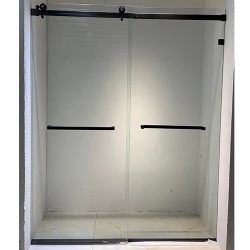 Matte Black Semiframeless Gliding Glass Shower Enclosure