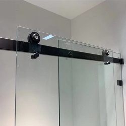 Matte Black Semiframeless Gliding Glass Shower Enclosure
