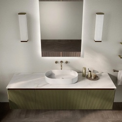 Modern Italian bathroom vanity in marble Calacatta Oro top