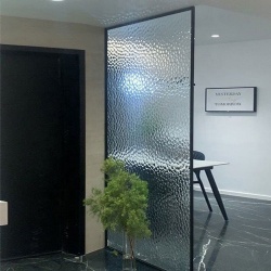 Modern Minimalist Custom Water Ripple Embossed Art Tempered Glass for Entrance Hall Bathroom and Living Room Partition