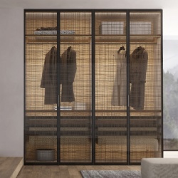 Modern Wardrobe Door with Laminated Fabric Glass
