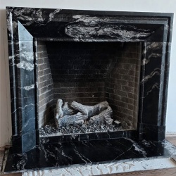 Modern custom fireplace surround Titanium White marble