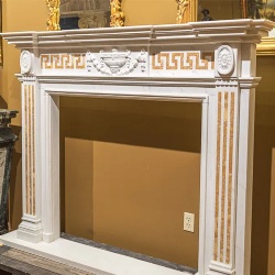 NeoClassical Italian Marble Mantelpiece with Greek Key Apron