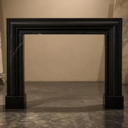 Nero Marquina Marble Modern Fireplace Bolection Surround