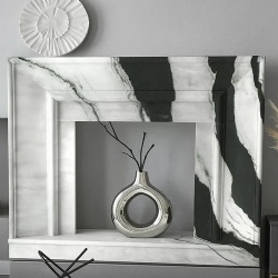 Panda White Marble Fireplace Modern Mantelpiece
