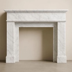 Premium Carrara White Marble Fireplace Mantel