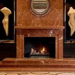 Red marble fireplace mantel in Park Hyatt Melbourne