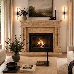 Roman Travertine Fireplace Mantel Custom Cut Project