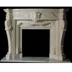 Romantic late 19th century french white marble fireplace mantle