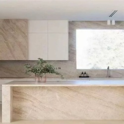 Taj Mahal Quartzite Residential Kitchen Countertop Application