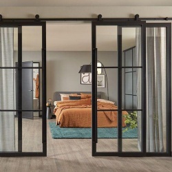 Tempered Glass Barn Door for Bedroom Partition