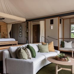 Tent Guestroom with Furniture and Bathroom