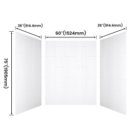 Three piece SMC shower surround for hotel guest rooms