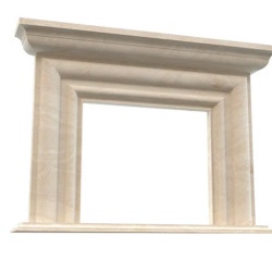 Troia Light Travertine Modern Hand-carved Fireplace Surround